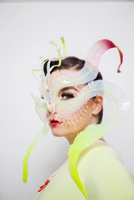 http://www.dazeddigital.com/fashion/article/38197/1/meet-the-man-behind-bjorks-out-of-this-world-masks-james-merry-utopia Pola Rok, Face Jewellery, Fashion Mask, Kesha, Plant Illustration, Beauty Videos, Mask Design, Headdress, Wearable Art