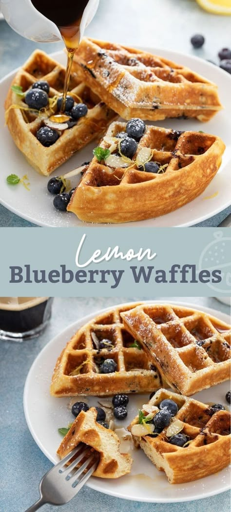 Blueberry Lemon Waffles, Mini Blueberry Waffles, Lemon Waffles Recipe, Blueberry Waffles Easy, Blueberry Waffle Recipe, Blueberry Lemon Breakfast, Lemon Waffles, Blueberry Waffles Recipe, Berries Breakfast