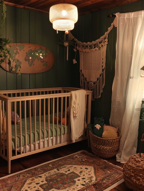 30 Cozy Boho Nursery Designs for Your Boy Toddler - H.M.G Native American Nursery, Outdoorsy Nursery, Hippie Nursery, Cabin Nursery, Cottagecore Nursery, Nursery Nook, Nursery Designs, Natural Nursery, Cozy Boho