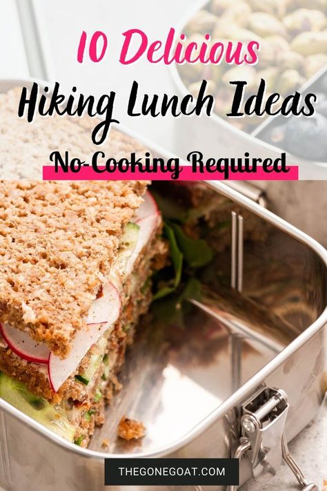 Here are inventive ways to prepare easy DIY delicious hiking and no-cooking backpacking lunch ideas on a day hike or 2-3 day hike. Backpacking Lunch, Field Trip Lunch, Hiking Lunch, Easy Packed Lunch, Breakfast Picnic, Travel Lunches, Lunch Ideas For Kids, Picnic Sandwiches, Outdoor Lunch