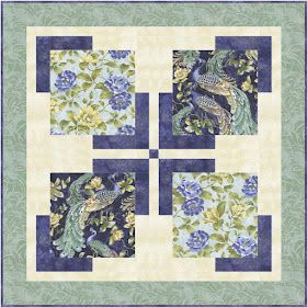 Peacock Quilt, Japanese Quilt Patterns, Quilt Sampler, Quilted Items, Asian Quilts, Medallion Quilts, Panel Quilt Patterns, Big Block Quilts, Fabric Panel Quilts