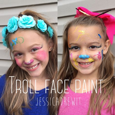 Trolls face paint Trolls Makeup, Trolls Costume, 2017 Halloween Costumes, Poppy Trolls, Recipes Using Bananas, Teacher Halloween Costumes, Troll Costume, Trolls Party, Science Experiments For Preschoolers