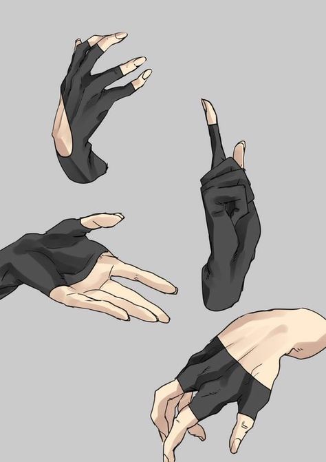 Hands reference with gloves Creds to artist Drawing Clothes Reference, Croquis Pose, Char Board, Gloves Drawing, Oc Aesthetic, Clothes Reference, Hand Drawing Reference, Body Reference Drawing, Anatomy Drawing