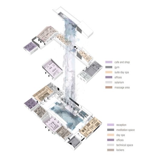 Spa & Wellness Club – B² Architecture Spa Plan Architecture, Spa Plan Architecture Spas, Wellness Center Plan, Spa Plan, Spa Architecture, Hydrotherapy Spa, Small Pool Houses, Round House Plans, Resort Plan