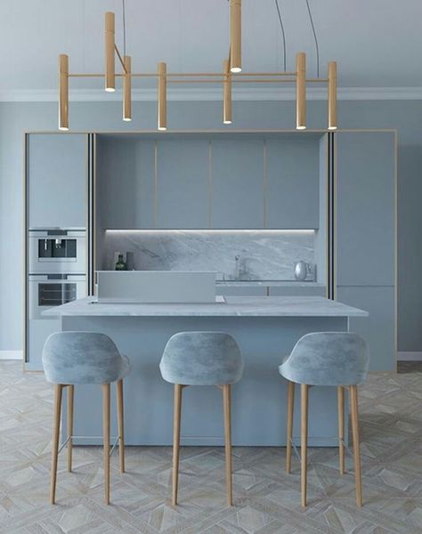 Kitchen Interior Design Decor, Contemporary Kitchen Design, 아파트 인테리어, Kitchen Decor Modern, Blue Kitchen, Kitchen Room Design, Kitchen Inspiration Design, Kitchen Furniture Design, Decoration Inspiration