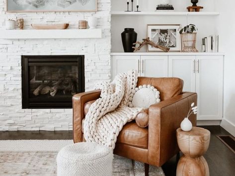 Living Room Ideas for you - Decor Inspiration - Decoholic Brown Leather Chair Living Room, Brown Chair Living Room, Tan Leather Sofa Living Room, Leather Armchair Living Room, Tan Leather Armchair, Tan Leather Chair, Leather Chair Living Room, Most Pinned, Tan Leather Sofas