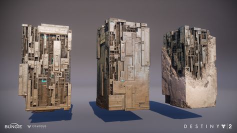 ArtStation - Destiny 2 - Vex Props and Block Architecture, Ethan Scheu Destiny 2 Environment, Sci Fi Artifact, Vex Concept Art, Cardboard Landscape, Sci Fi Ideas, Sci Fi Architecture, Hard Surface Modeling, Art Models, Strange Places