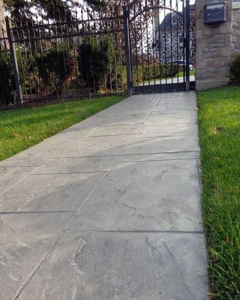 Concrete Walkway Ideas, Stamped Concrete Patio Designs, Walkway Designs, Stamped Concrete Walkway, Front Yard Walkway, Concrete Pathway, Concrete Path, Walkway Landscaping, Concrete Patio Designs