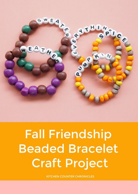 It's time to put pumpkin spice on everything...even your jewelry! Make and share a super cute, fall beaded friendship bracelet with your friends. 'Cause i #fallcraftsforkids #fallcraftsfortweens #friendshipcrafts #kitchencounterchronicles #beadedbracelet #fallcraft #falljewelry #pumpkinspiceeverything Fall Friendship Bracelets, Friendship Crafts, Fall Bead, Fun Fall Crafts, Beading For Kids, Easy Fall Crafts, Friendship Bracelets With Beads, Fun Bracelet, Fall Crafts For Kids