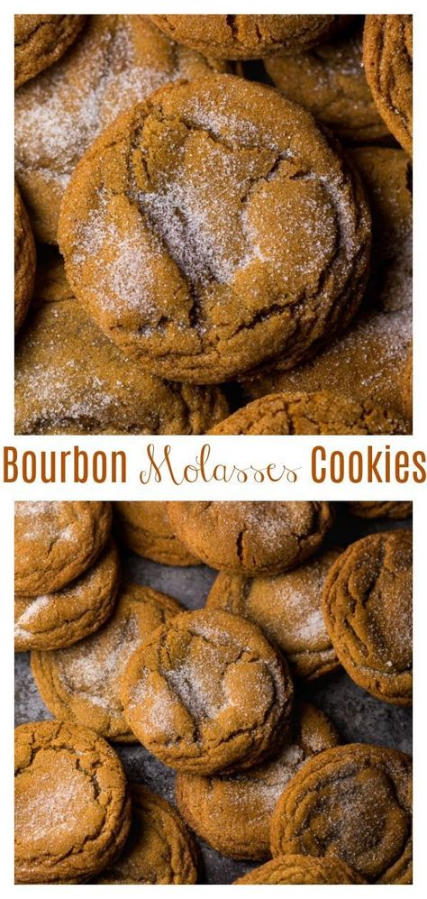 Bourbon Cookies Recipe, Bourbon Cookies, Best Bourbon, Chewy Molasses Cookies, Molasses Cookies Recipe, Bourbon Recipes, Baker By Nature, Ginger Molasses Cookies, Boozy Desserts