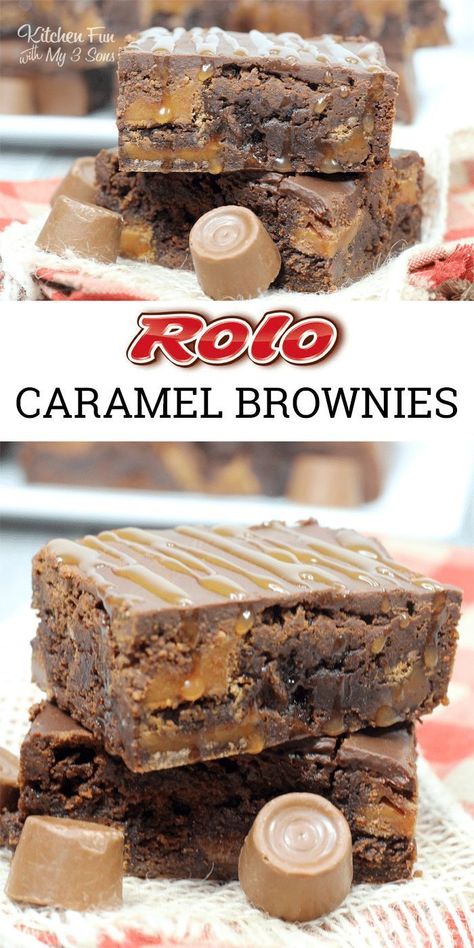 Brownies With Caramel Sauce, Brownies With Caramel, Rolo Brownies, Rolo Candy, Cookie Dough Cake, Resep Brownies, Baking Chocolate, Dessert Aux Fruits, Caramel Brownies