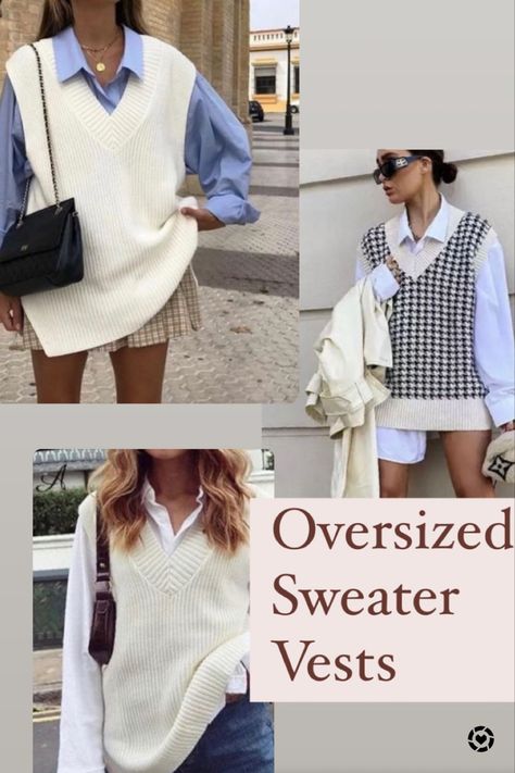 Fall transitional outfits are here and oversized sweater vests are back! Follow my shop on the @shop.LTK app to shop this post and get my exclusive app-only content! #liketkit #LTKunder50 #LTKSeasonal #LTKstyletip @shop.ltk Styling An Oversized Sweater Vest, Trendy Oversized Sweater Vest For Fall, Oversized Sweater Vest For Fall Layering, Oversized Sleeveless Sweater Vest Casual, Oversized Sweatervest Aesthetic Outfits, Fall Transitional Outfits, Oversized Sweater Vest, Transitional Outfits, Oversized Vest