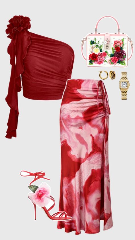 Rose Inspired Outfits, Red Summer Outfits, Cute Vacation Outfits, Simple Style Outfits, Flower Watch, Prom Outfits, Easy Trendy Outfits, Inspired Outfits, Cute Simple Outfits