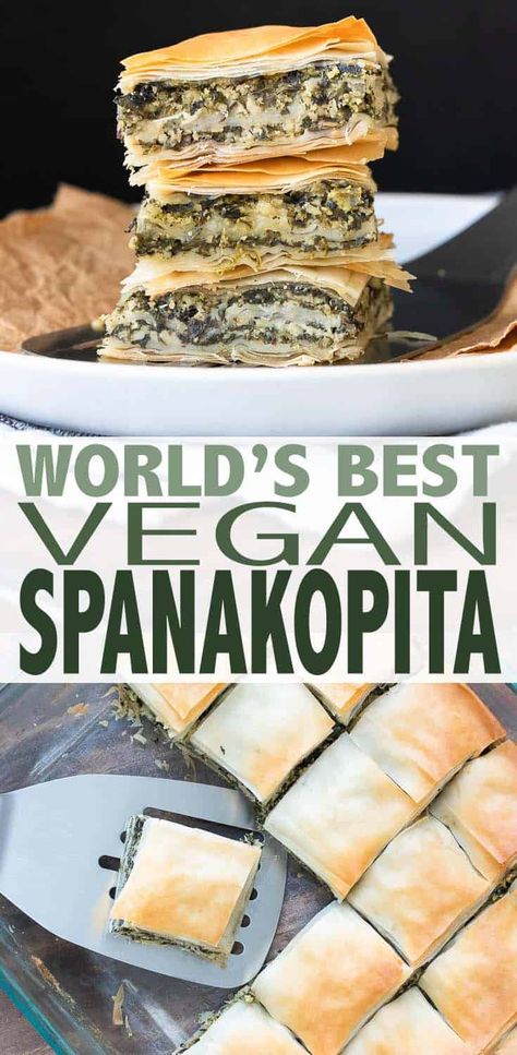 Vegan Spanakopita, Greek Recipes Authentic, Greek Recipe, Vegan Greek, Vegan Appetizers, Idee Pasto Sano, Vegan Cooking, Vegan Foods, Vegan Life