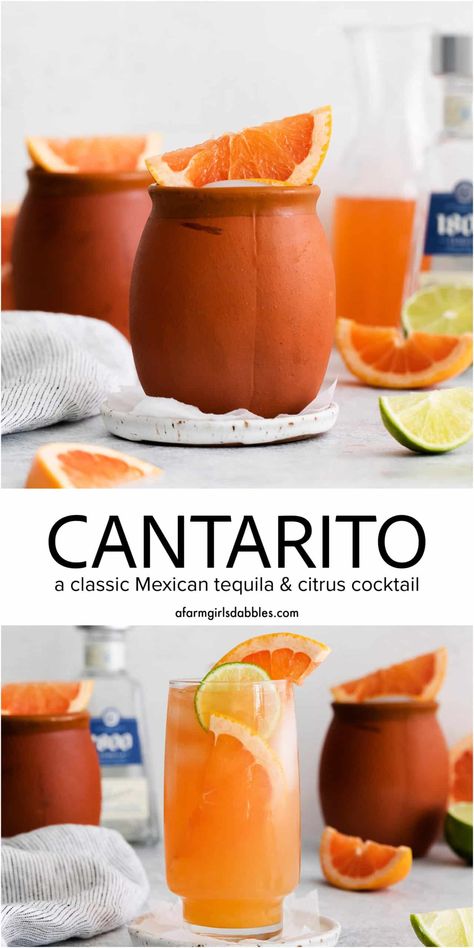 Mexican Inspired Cocktails, Cantarito Recipe, Light Margarita Recipe, Mexican Cocktail Recipes, Cantaritos Recipe, Morning Cocktails, Fresh Fruit Cocktails, Mexican Cocktail, Mexican Tequila