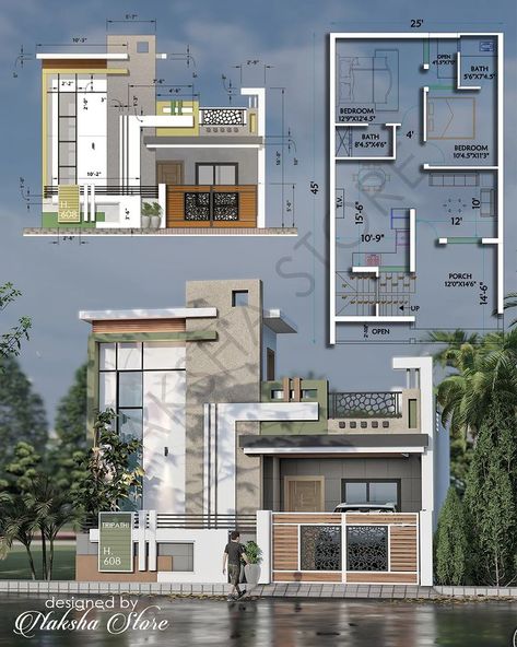 G Plus 1 Elevation Design, 12 Feet Front Elevation Design, Single Story Elevation Design, 2 Floor Elevation Design Modern, House Design And Plan, Front Design Of House, Ground Floor Elevation Design, Front House Design, Plan With Elevation