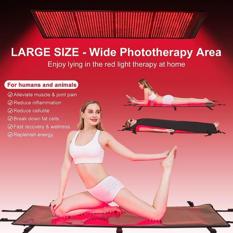 2PCS 67"x23.6" Red Light Therapy Mat for Full Body, JOBYNA LED 660nm Red & 850nm Near Infrared Light Therapy for Pain Relief & Skin Beauty, 1392+1440pcs Powerful LEDs for Whole Body Wrap Red Light Therapy, Body Wraps, Reduce Inflammation, Light Therapy, Full Body, Pain Relief, Light Red, Beauty Skin, Human