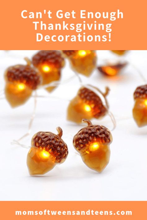 Can't Get Enough Fun Thanksgiving Decorations - A List For You! Acorn Lights, Enchanted Forest Decorations, Battery String Lights, Fall Garland, Indoor String Lights, Autumn Lights, Christmas String Lights, Christmas Fairy, Landscape Decor