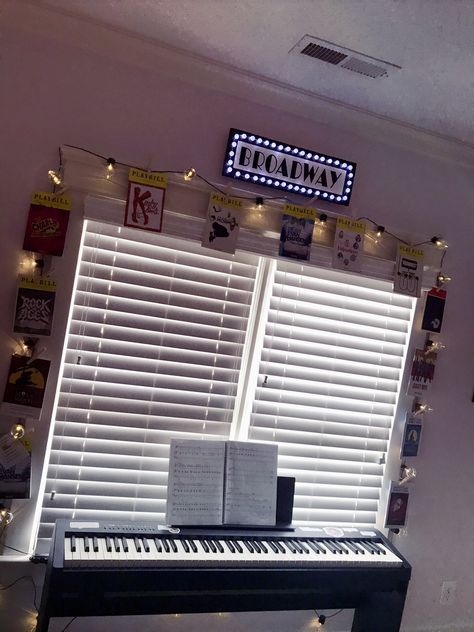 Broadway playbill display Musical Theater Bedroom Ideas, Musical Theatre Bedroom Ideas, Theatre Themed Bedroom, Broadway Playbills Display, Broadway Themed Bedroom, Theater Themed Bedroom, Broadway Bedroom Ideas, Musical Theatre Bedroom, Broadway Room Decor