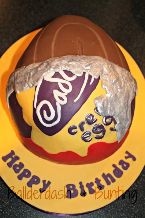 Cadbury's Creme Egg Cake - Cake by Ballderdash & Bunting Creme Egg Cake, Cake Design For Men, Novelty Cake, Cadbury Creme Egg, Cake Models, Egg Cake, Creme Egg, Cookie Tutorials, Chocolate Sponge