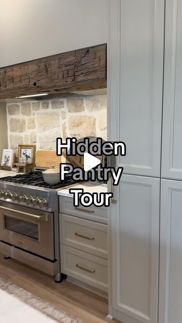 Large Hidden Pantry Walk In, New Build Pantry, Build A Pantry Small Kitchens, Kitchens With Hidden Pantry, Double Ovens In Pantry, Corner Pantry Hidden Door, Kitchen Layout Ideas With Island And Pantry, Pantry Breakfast Bar, Pantry With Vacuum Storage