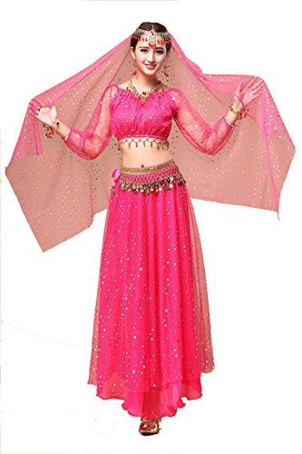 Pink Belly Dance Costume, Dance Performance Outfits, Belly Dance Dress, Costumes Dresses, Dancer Dress, Hip Scarf, Goddess Costume, Beautiful Accessories, Party Dance