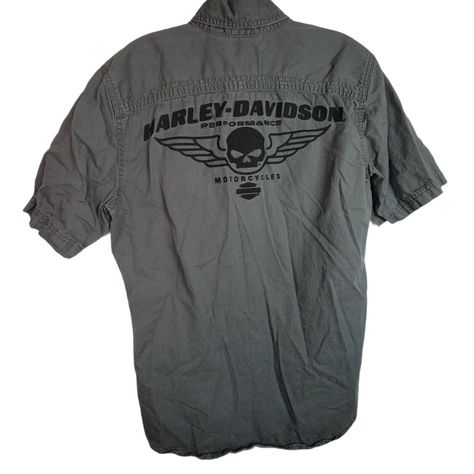 This Listing Is For (1) Small Harley Davidson Button Up Embroidered Shirt With Pocket Small 11/2014 ****Please Note**** Change In Return Policy 1.Due To An Increase In Returns Of Clothing, I Am No Longer Offering Free Returns. Please Check The Measurements. Compare Them To Items Your Own. Ask For Additional Measurements If Needed. I Am Happy To Help In Any Way. I Am Happy To Accept Returns However The Seller Will Pay Return Shipping From Now On. 2. If An Item Is Returned In Condition Other Than Harley Davidson Apparel, Harley Davidson Shirts, Harley Davidson Clothing, 2000s Clothes, Shirt With Pocket, Digital Closet, Gray Shirt, Harley Davidson Shirt, Harley Davidson Men