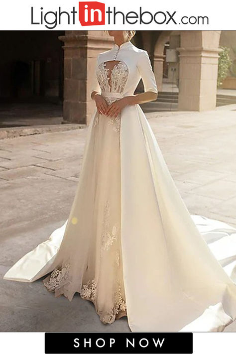 Formal Wedding Dresses, Wedding Dresses A Line, Satin Bridal Gowns, Wedding Party Accessories, Cheap Wedding Dresses Online, Style Royal, Estilo Real, Bridal Wrap, Style Formal