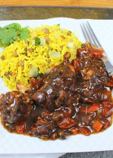 Jamaican Slow Cooker Recipes, Jamaican Brown Stew Chicken Slow Cooker, Jamaican Stew Chicken Crockpot, Carribean Stewed Chicken, Carribean Crockpot Recipes, Brown Stewed Chicken Jamaican, Slow Cooker Stewed Chicken, Stew Chicken Crockpot, Stewed Chicken Crockpot