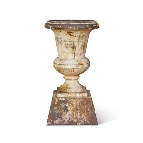 Aged Metal Entry Urn - 14"L x 14"W x 26"H - Bed Bath & Beyond - 36245431 Park Hill Collection, Railing Planters, Elephant Planters, Aging Metal, Park Hill, Barrel Planter, Garden Urns, Urn Planters, Window Planter Boxes