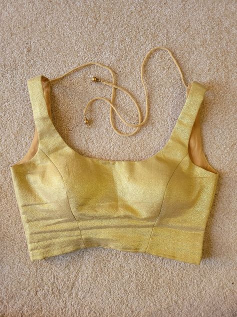 Golden Blouse, Backless Blouse, Gold Blouse, Plain Blouse, Sustainable Brand, Dark Gold, Fast Fashion, Sleeveless Blouse, On Back