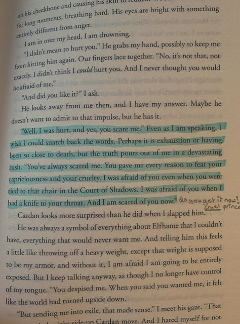 a jude and carden quote from the third book in holly blacks folk of air trilogy ‘the queen of nothing’ highlighted and annotated Queen Of Nothing Quotes, Wing Quotes, Heartless Marissa Meyer, Stolen Heir, Cruel King, Red Queen Victoria Aveyard, Air Quotes, Book Scenes, Queen Of Nothing