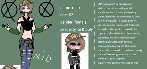 new creepypasta charicture! her name is milo!! please dont steal it- Creepypasta Names, After Running, Abandoned Places, Documentaries