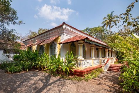 #HeritageHouse #LuxuryvillaforrentinGoa #BastoraHouse #LohonoStays Luxurious Villa, Mediterranean Style Home, Mediterranean Architecture, Heritage House, House Luxury, Quaint Village, Stay Overnight, Chic Living, Luxury Holidays