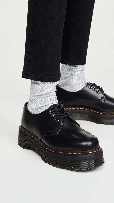 Dr. Martens 1461 Quad Lace-Up Shoes Dr Martens 1461 Quad, Lace Up Loafers, Galaxy Converse, Dr Shoes, Funky Shoes, Casual Chique, Fancy Shoes, Shoe Inspo, Aesthetic Shoes