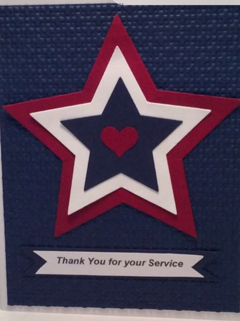 Veteran Day Cards Handmade, Patriotic Thank You Cards, Stampin Up Veterans Day Cards, Cards For Veterans Ideas, Patriotic Cards Handmade, Veterans Day Cards Handmade, 4th Of July Cards Handmade, Veterans Day Card Ideas, Cards For Veterans