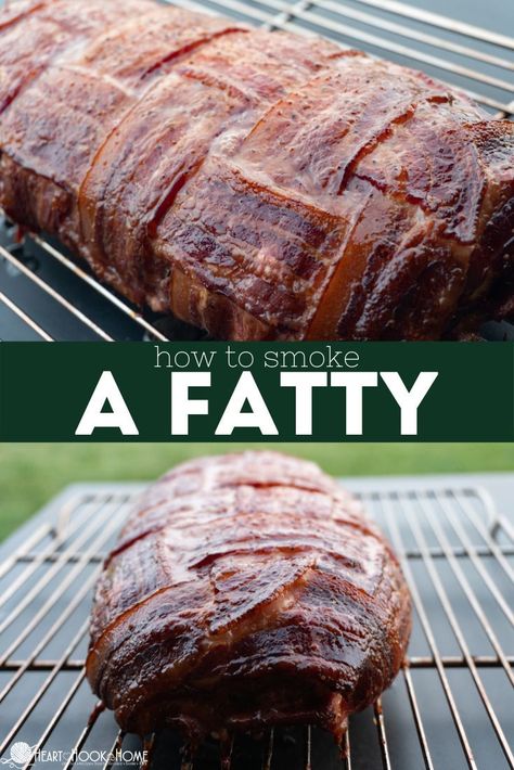 If you're a meat lover (including bacon, sausage, and ground beef) you have no choice but to love this Bacon Wrapped Fatty recipe. Smoked Fatties Recipes, Back Bacon Recipes Dinners, Fatty On The Smoker, Bbq Fatty Recipes, Smoked Meatloaf Recipe Bacon Wrapped, Smoked Fatty Sausage, Bacon Wrapped Meatloaf On Smoker, Smoked Fatty Bacon Wrapped, Bacon Wrapped Fatty Recipes