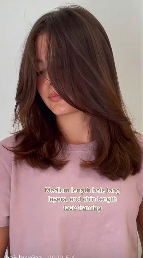 Straight Hairstyles Haircut, Midume Haircuts, Layered Haircut For Flat Hair, Types Haircuts For Women, Average Length Hair Haircuts, Trendy Haircuts Straight Hair, Chin Length Face Frame, Equal Length Haircut, Shoulder Length Hair Cuts With Face Framing Layers