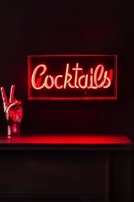 Neon Lights | Neon Signs & Neon Lighting | Rockett St George Neon Bar Lights, Neon Tube Lights, Quirky Table, Fun Typography, Home Bar Ideas, Neon Colours, Gin Bar, Drinks Trolley, Rockett St George