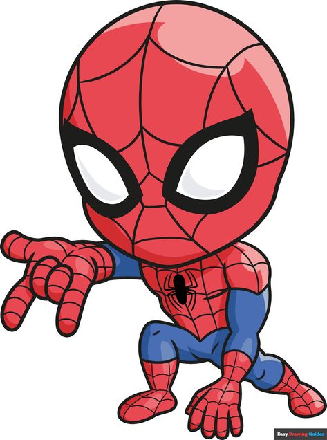 Chibi Spiderman, Spider Drawing, Avengers Cartoon, Baby Spiderman, Spiderman Cartoon, Spiderman Drawing, Marvel Cartoons, Easy Cartoon Drawings, Easy Drawing Tutorial