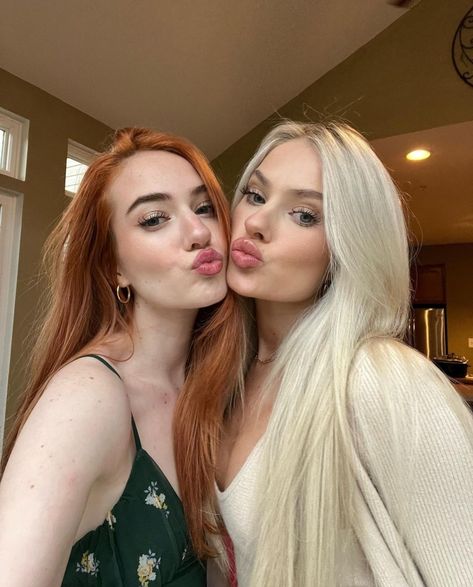 Blonde And Ginger Best Friends, Redhead And Blonde Friends Aesthetic, Bound By Hatred, Aurora Rose, Two Blondes, Bound By Honor, Light Blue Hair, She's A Lady, رعب نفسي