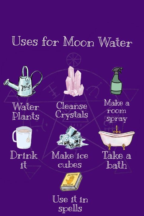 Witchcraft Water Types, Water In Witchcraft, Moon Water Uses, Witchcraft Water, Celestial Water, Celtic Witchcraft, Witchy Tips, Hair Growth Foods, Moon Rituals