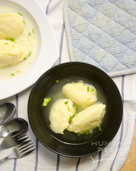 Grießklößchensuppe (German Semolina Dumpling) | Hungry Peepor Semolina Recipes, Semolina Recipe, Carrot Cupcake, Carrot Cupcakes, European Recipes, All Purpose Flour, European Food, German Food, Chicken Stock