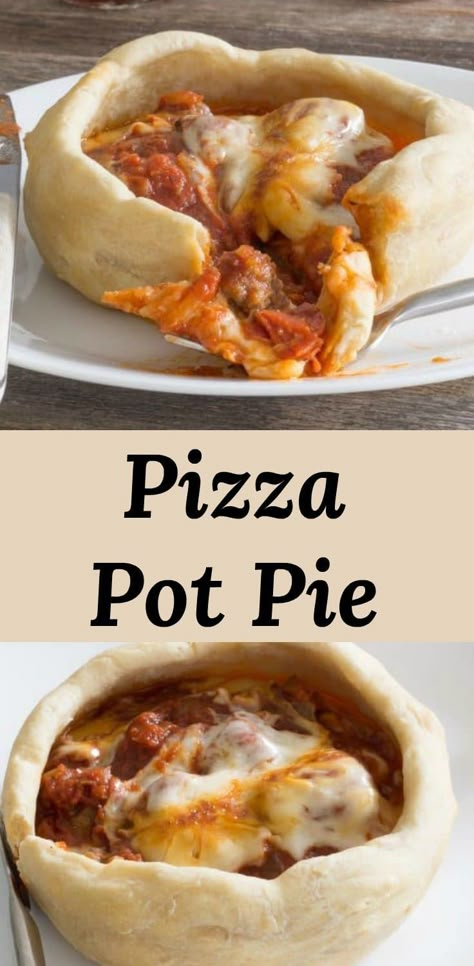 Easy Recipe for Pizza Pot Pies! Fun and unique way to serve individual pizzas.  #recipe #pizza via @peartreechefs Pizza Pot Pie, Recipe For Pizza, Pizzas Recipe, Pizza Pies, Individual Pizzas, Pot Pies Recipes, Pot Pies, Pizza Recipes Homemade, Deep Dish Pizza