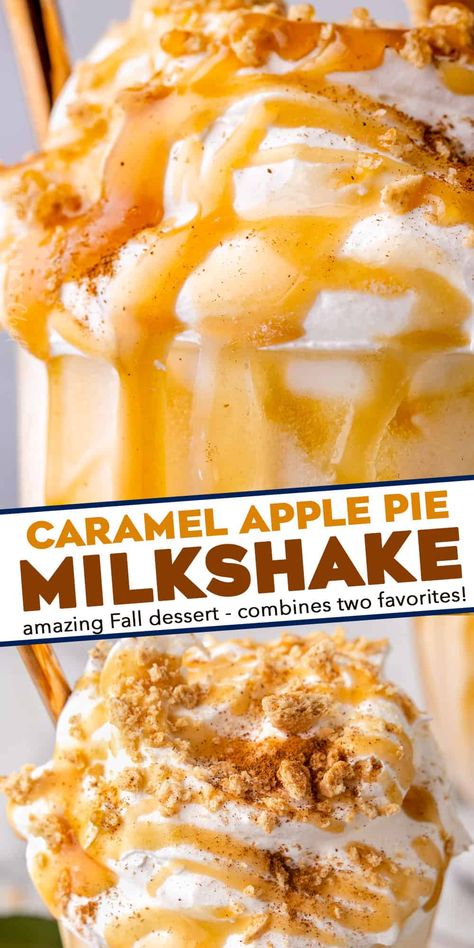 Caramel Apple Milkshake, Apple Pie Shake Recipe, Cereal Milkshake Recipe, Apple Pie Milkshake, Apple Milkshake Recipes, Easy Milkshake Recipe 3 Ingredients, Fall Milkshakes, Cereal Milkshake, Apple Milkshake