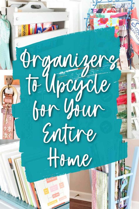 One of the easiest and most effect upcycles is an organizer project. Why? Because a lot of thrift store items can hold stuff- it's that simple. And we can all use a little more storage and organization at home, right? These upcycled organizers are easy to make and SO handy to have. Upcycling Organization Ideas, Diy Repurposed Items Upcycling, Repurposed Storage Ideas, Upcycled Organization Diy Storage, Toy Organizer Repurpose, Winter Accessories Storage, Upcycle Organization, Recycled Organizers, Upcycle Old Planners