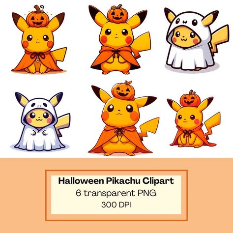 Halloween Cute Pokemon Pikachu Ghost Pumpkin Clipart Trick or Treat Printable - Etsy Ghost Pokemon Drawing, Pokemon Halloween Art, Pokémon Cute, Halloween Bujo, Halloween Pikachu, Trick Or Treat Printable, November Bujo, Chibi Halloween, Pokemon Pumpkin