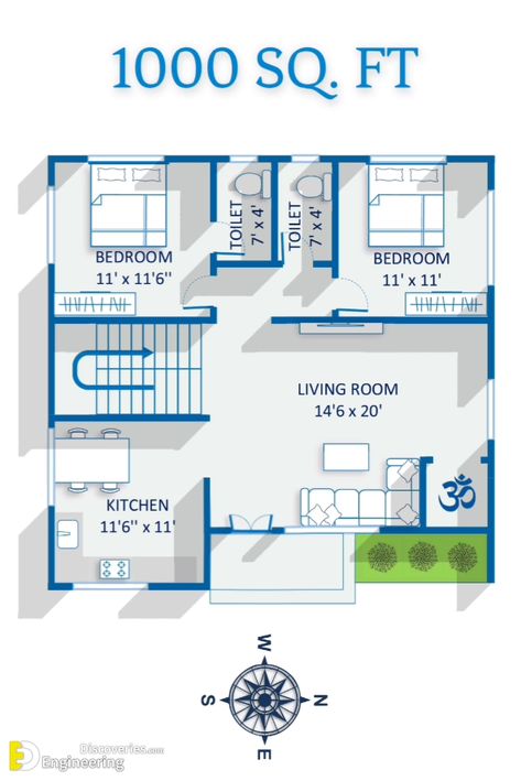 2bhk House Design, 2bhk Plan, 2bhk Small House Plan, East Facing House Plan, Home Plans Indian, 2bhk House Plan East Facing, Home Design Plans Indian, 2bhk House Plan With Elevation, 35x50 House Plans East Facing