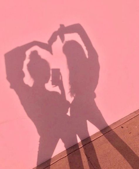 Girl Shadow, Peach Aesthetic, Shadow Photography, Shadow Photos, Shadow Pictures, Best Friends Aesthetic, Bff Pictures, Pink Wall, World Pictures