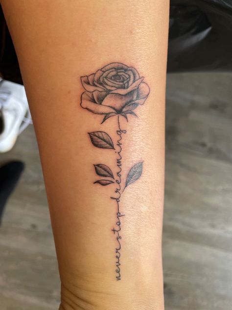 First Tatoos Idea Meaningful, Rose On Side Tattoo, First Tattoo Ideas For Women Simple, Mean Full Tattoos, Teenage Tattoos Ideas, Memorial Tattoo With Handwriting, Rist Tattoo Ideas Female, For Arm Tattoos For Women, Inner Arm Tattoos For Women Forearm